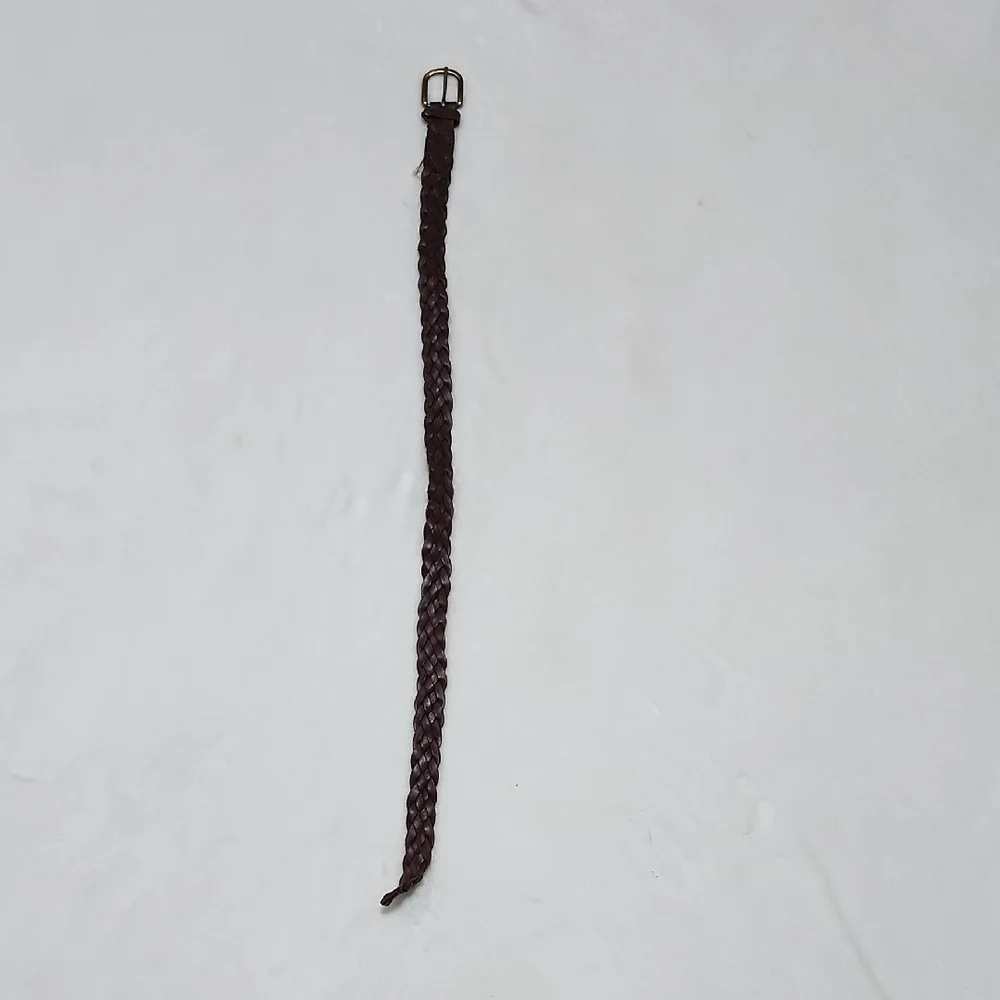 Kid's Braided Brown Leather Belt L/XL